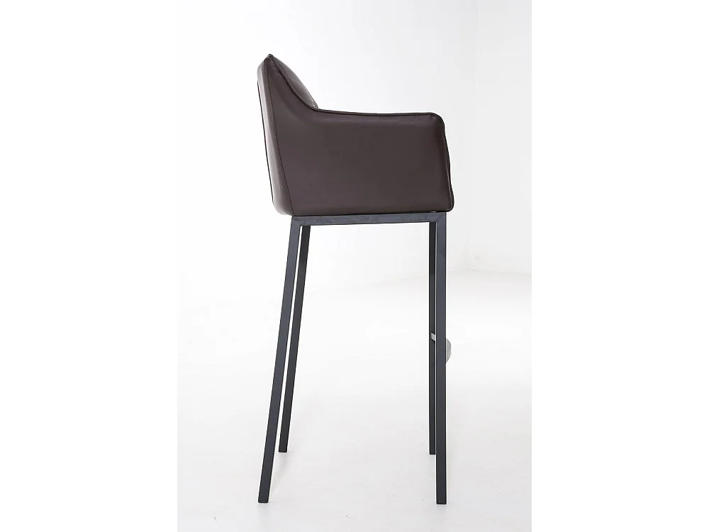 Lot de 2  Tabouret de bar - Similicuir & Noir - Marron - DAMASO