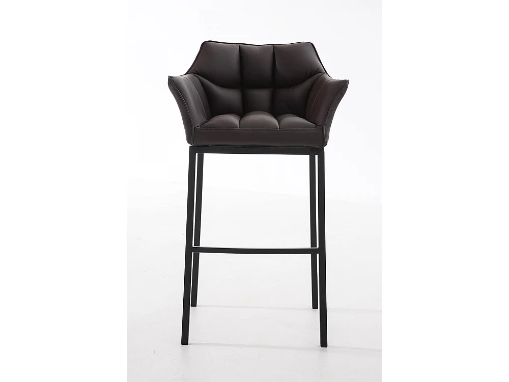 Lot de 2  Tabouret de bar - Similicuir & Noir - Marron - DAMASO