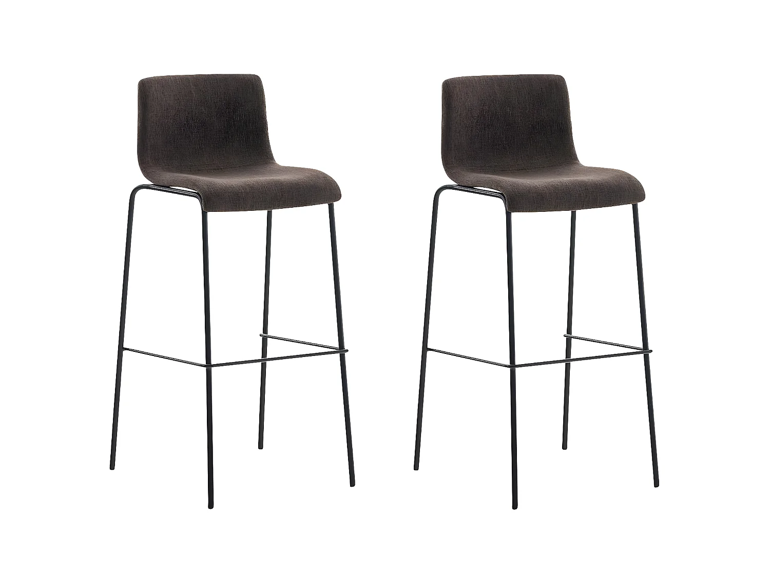 Lot de 2  Tabouret de bar - Tissu & Noir - Marron - Hover