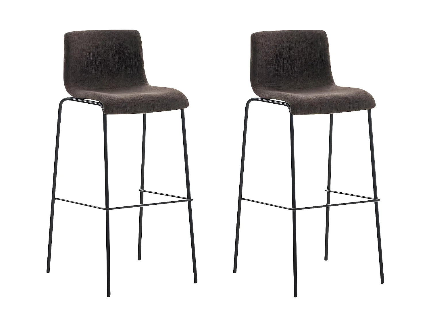 Lot de 2  Tabouret de bar - Tissu & Noir - Marron - Hover