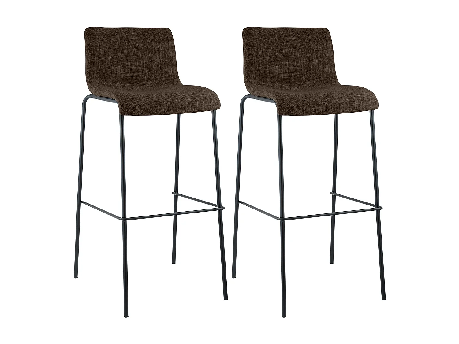 Lot de 2  Tabouret de bar - Tissu & Noir - Marron - Hover