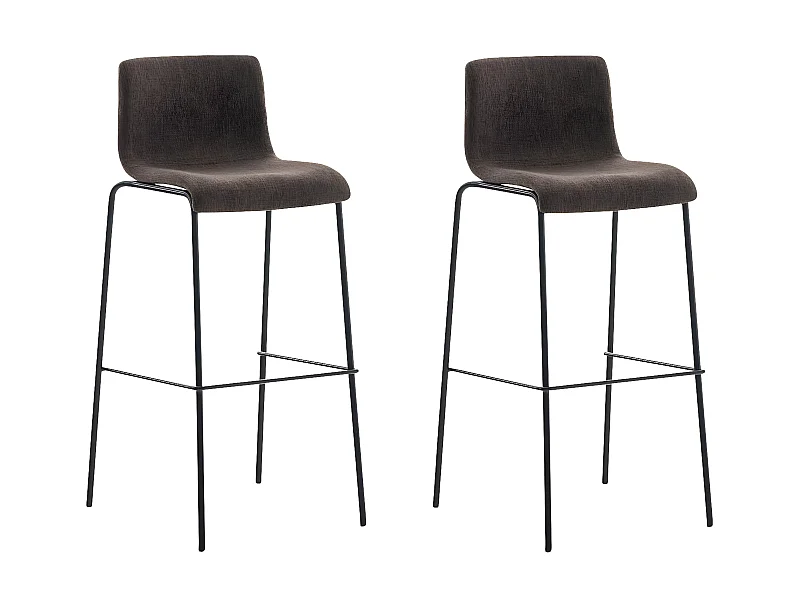 Lot de 2  Tabouret de bar - Tissu & Noir - Marron - Hover