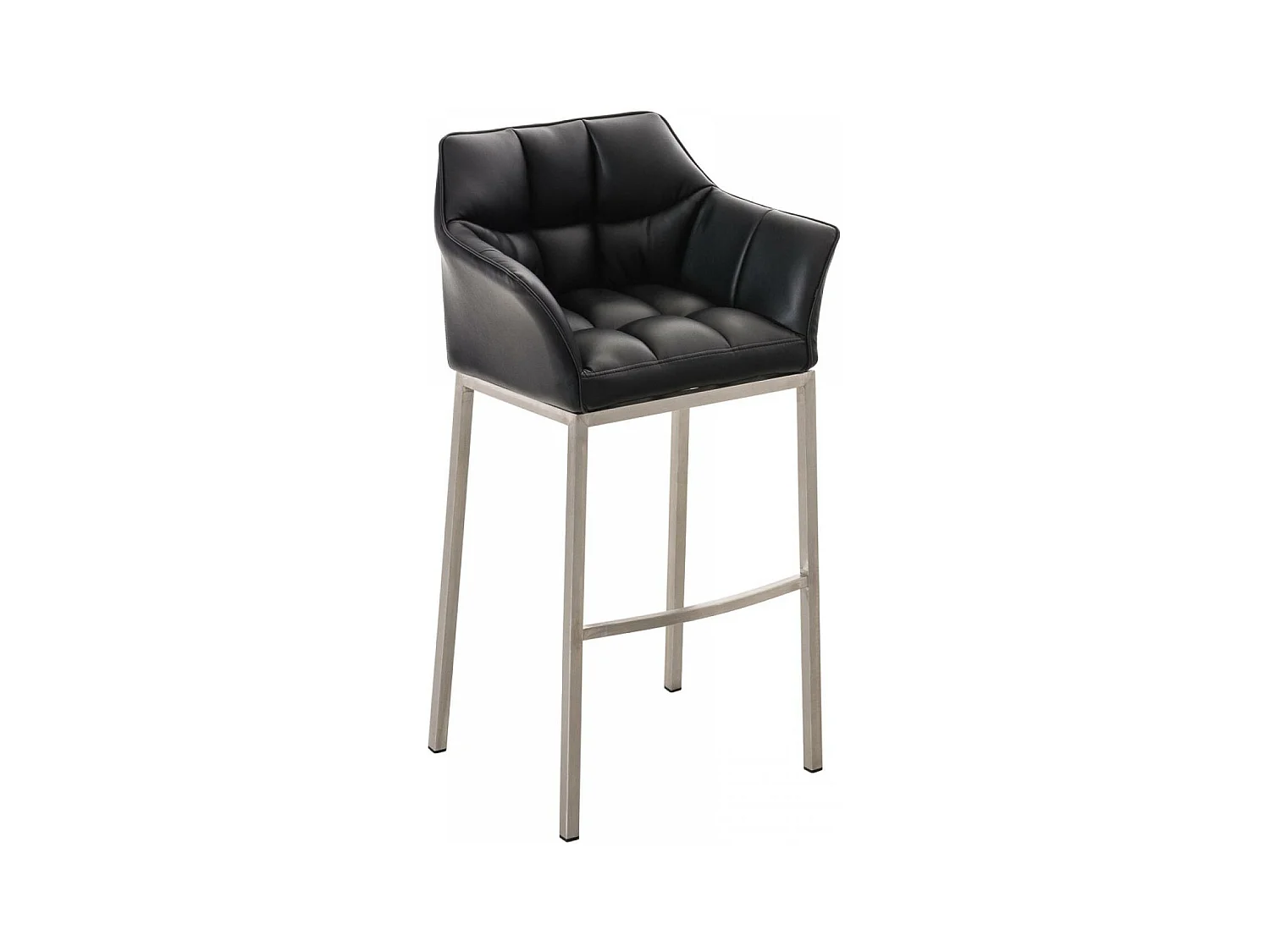 Tabouret de bar - Similicuir & Acier inoxydable - Noir - Damaso