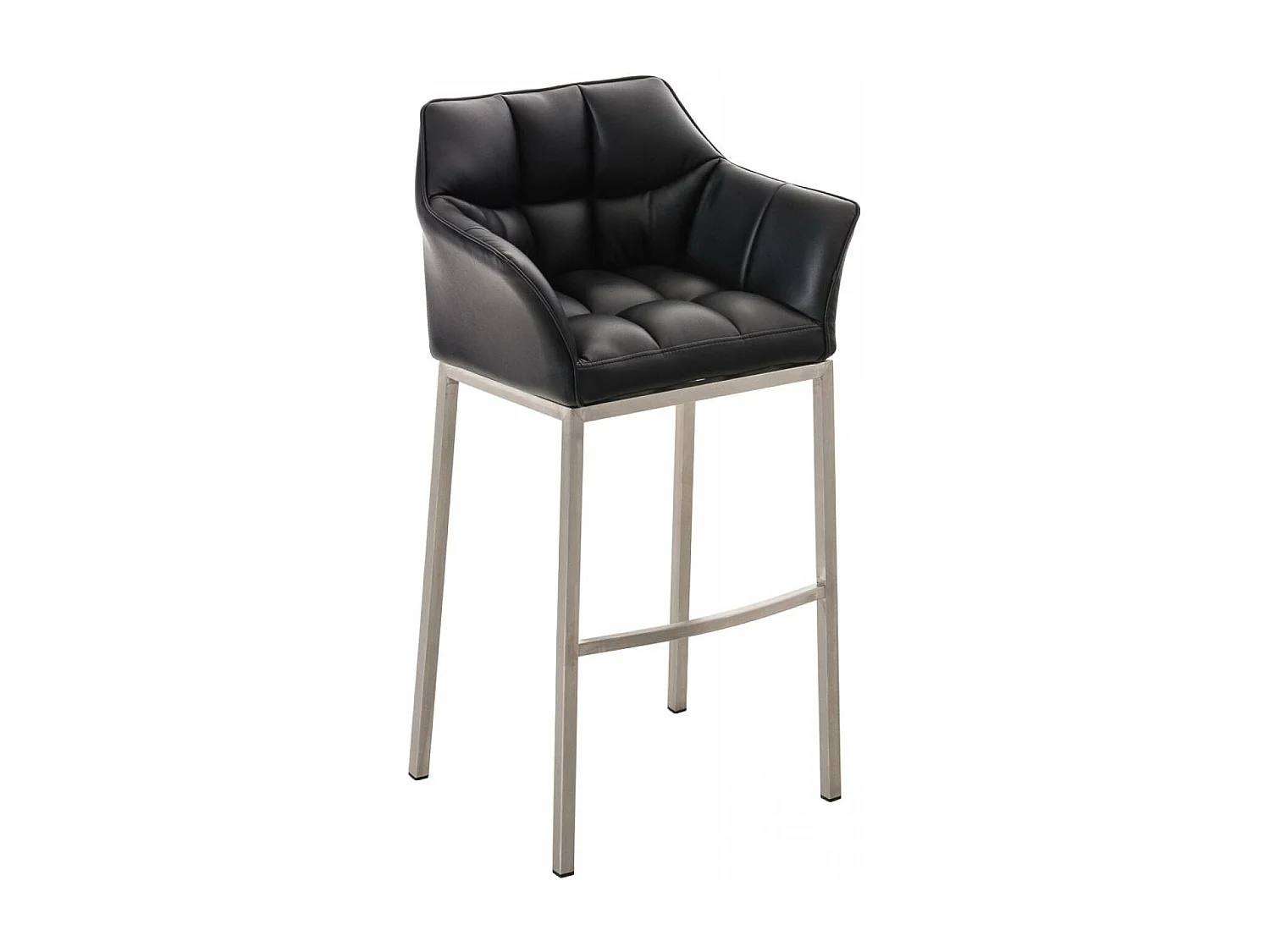 Tabouret de bar - Similicuir & Acier inoxydable - Noir - Damaso