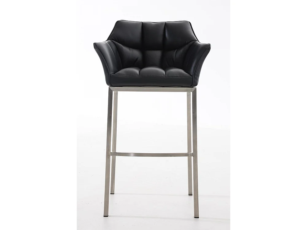 Tabouret de bar - Similicuir & Acier inoxydable - Noir - Damaso