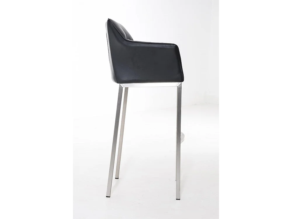 Tabouret de bar - Similicuir & Acier inoxydable - Noir - Damaso