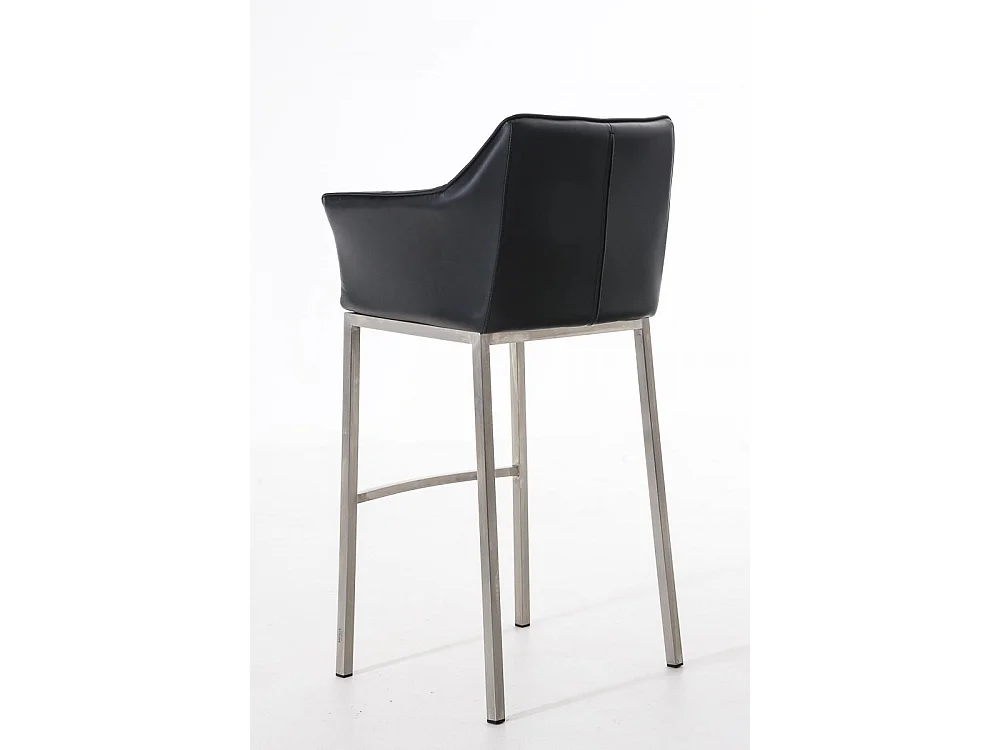 Tabouret de bar - Similicuir & Acier inoxydable - Noir - Damaso