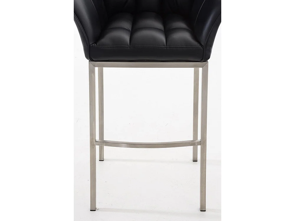 Tabouret de bar - Similicuir & Acier inoxydable - Noir - Damaso