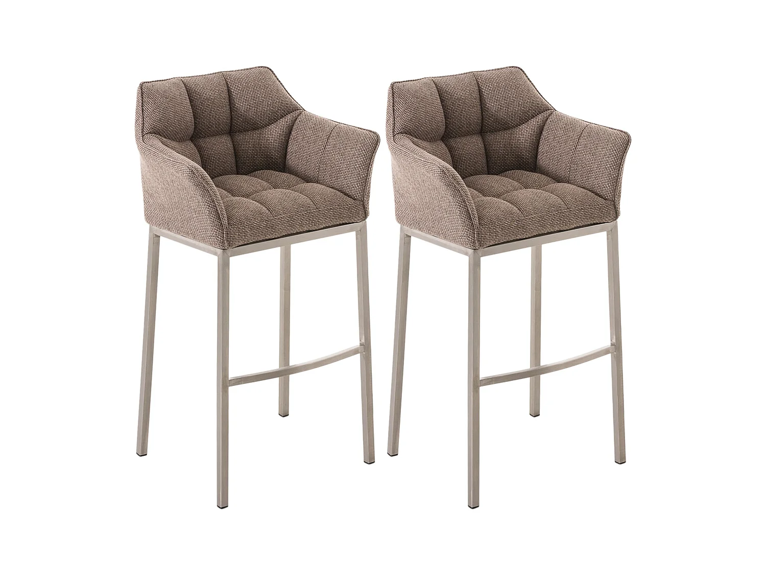 Lot de 2  Tabouret de bar - Tissu & Acier inoxydable - Marron terre - Damaso