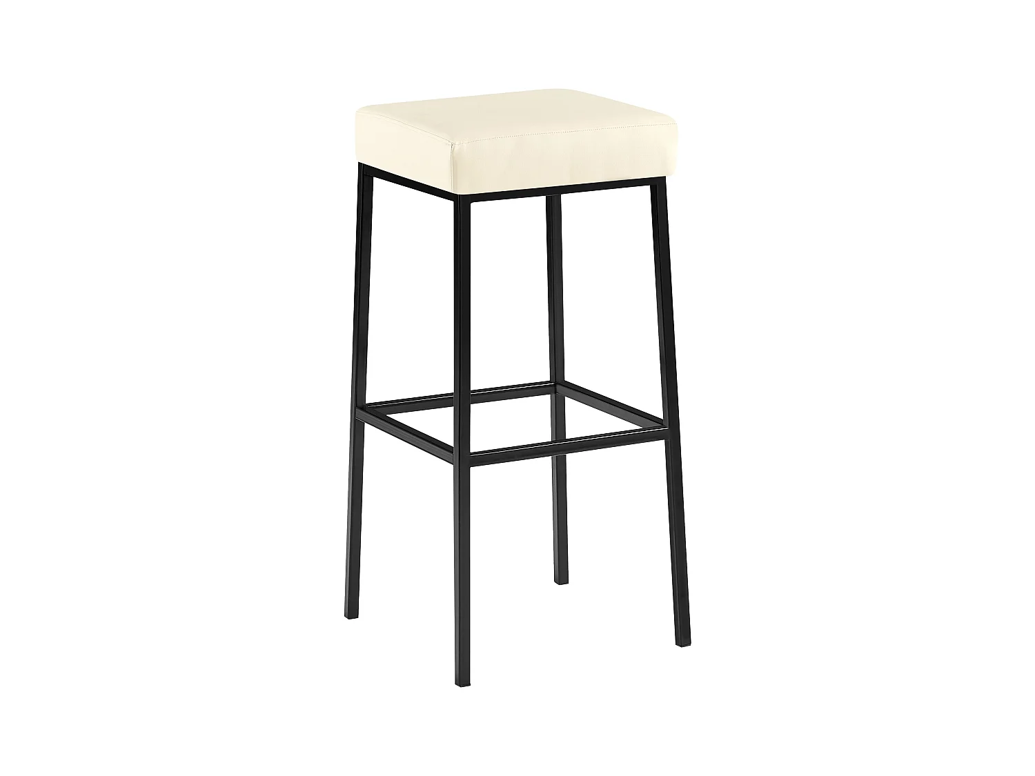 Tabouret de bar - Similicuir & Noir - Crème - Montreal 85