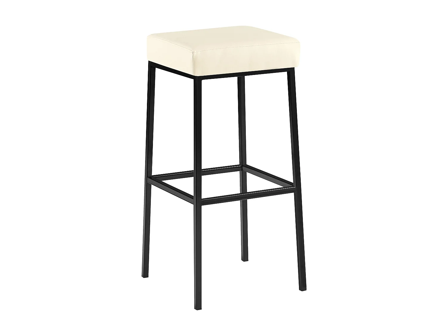 Tabouret de bar - Similicuir & Noir - Crème - Montreal 85