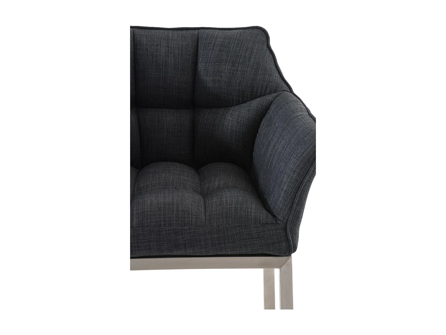 Lot de 2  Tabouret de bar - Tissu & Acier inoxydable - Gris foncé - Damaso