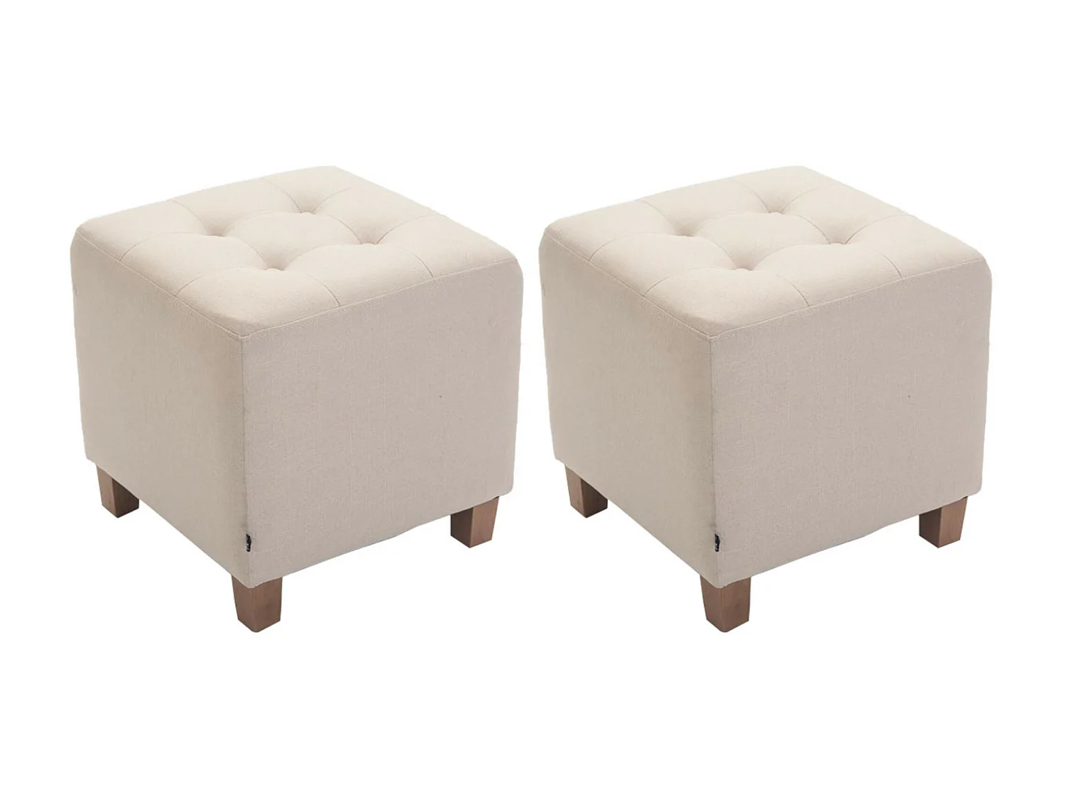 Lot de 2  Tabouret - Tissu & Bois - Crème - Pharao