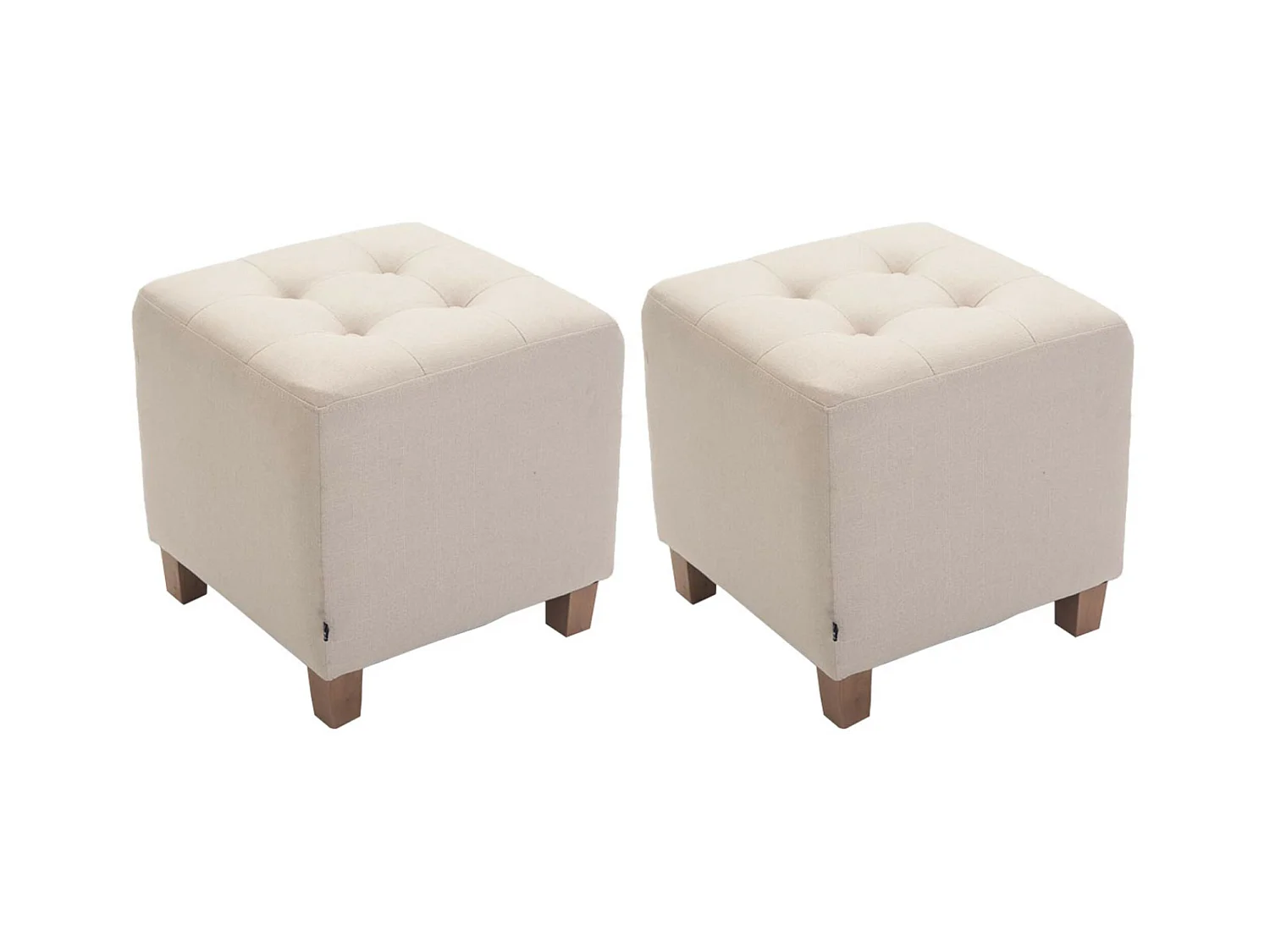 Lot de 2  Tabouret - Tissu & Bois - Crème - Pharao