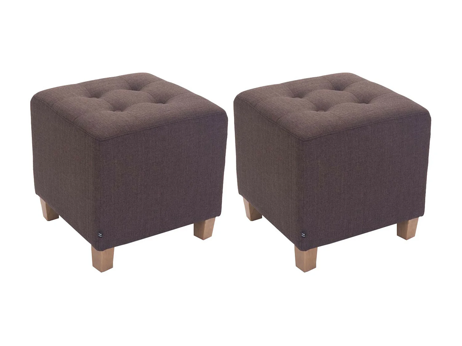 Lot de 2  Tabouret - Tissu & Bois - Marron - Pharao
