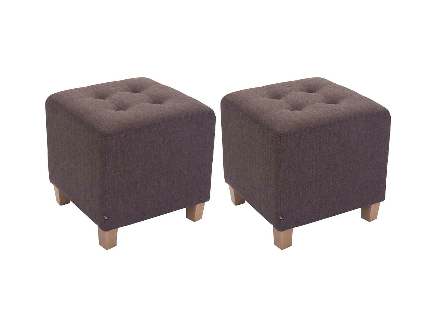 Lot de 2  Tabouret - Tissu & Bois - Marron - Pharao