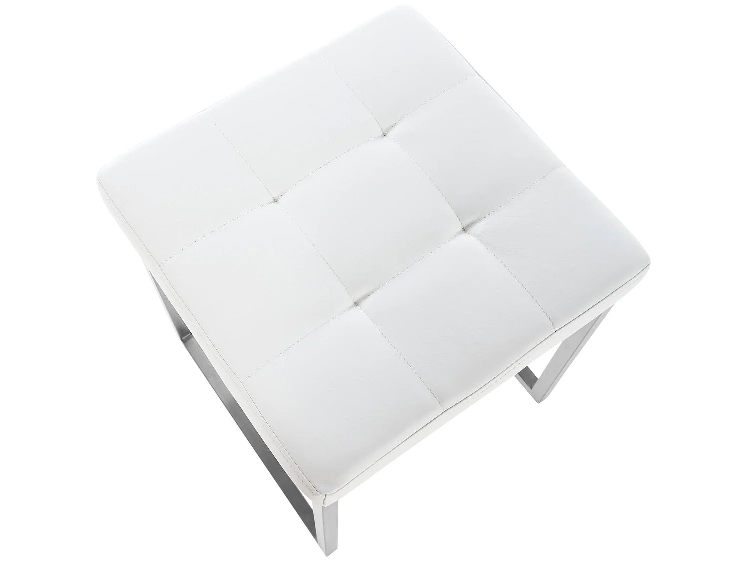 Lot de 2  Tabouret - Similicuir & Acier inoxydable - Blanc - Barci