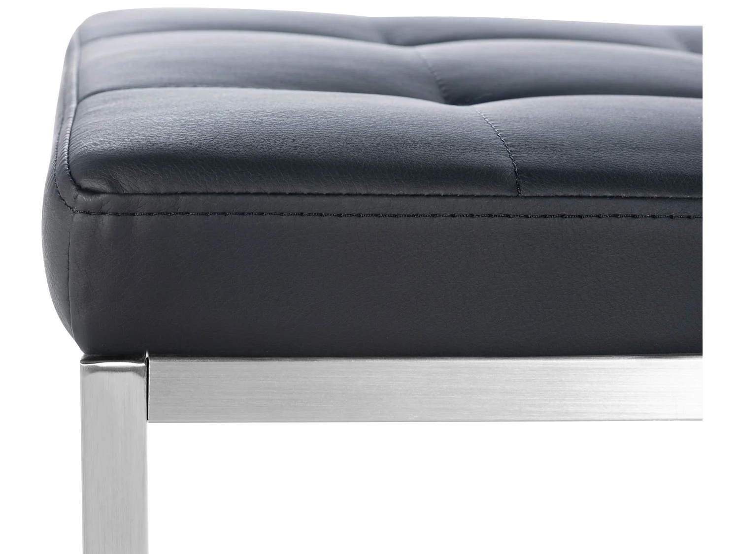 Lot de 2  Tabouret - Similicuir & Acier inoxydable - Noir - Barci