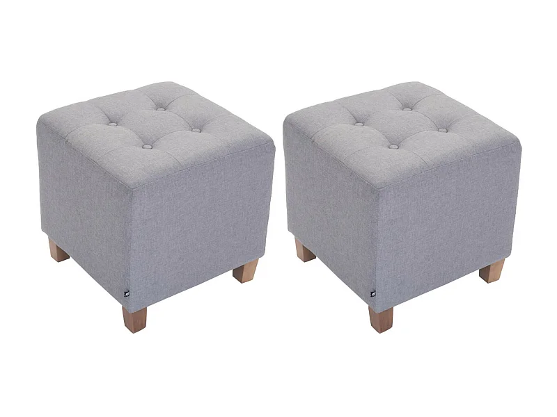 Lot de 2  Tabouret - Tissu & Bois - Gris clair - Pharao