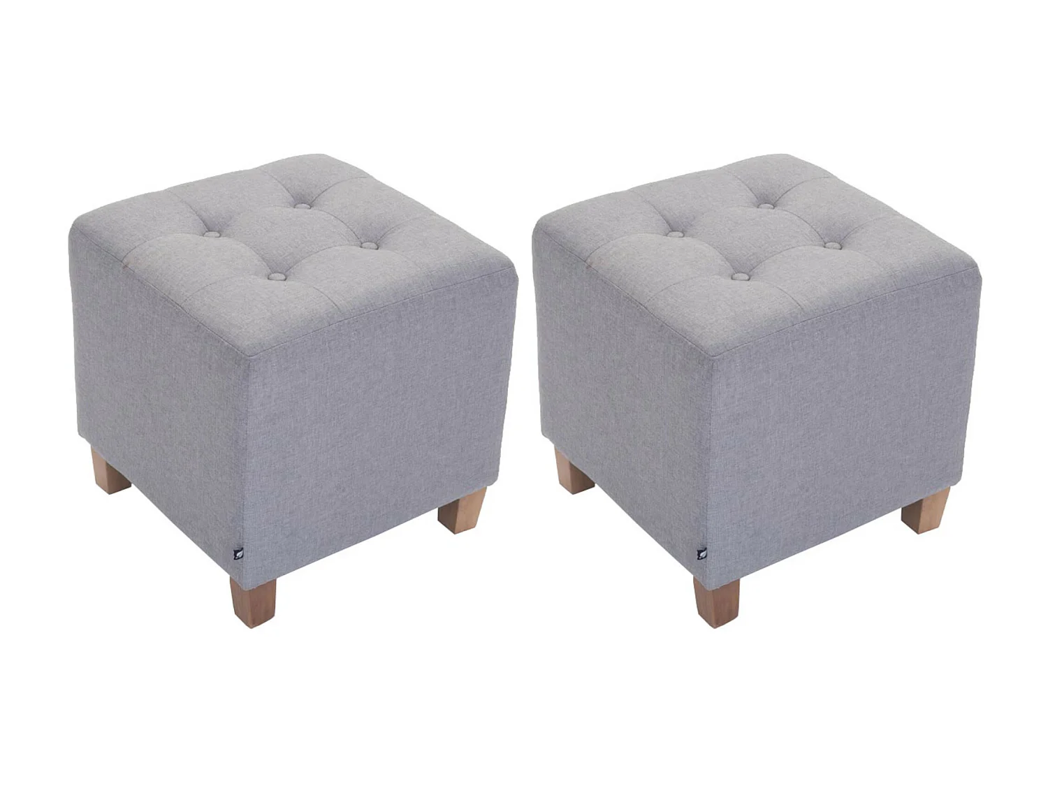 Lot de 2  Tabouret - Tissu & Bois - Gris clair - Pharao