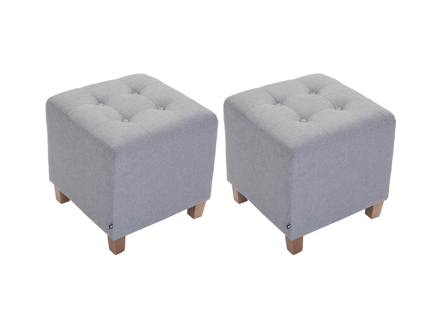 Lot de 2  Tabouret - Tissu & Bois - Gris clair - Pharao
