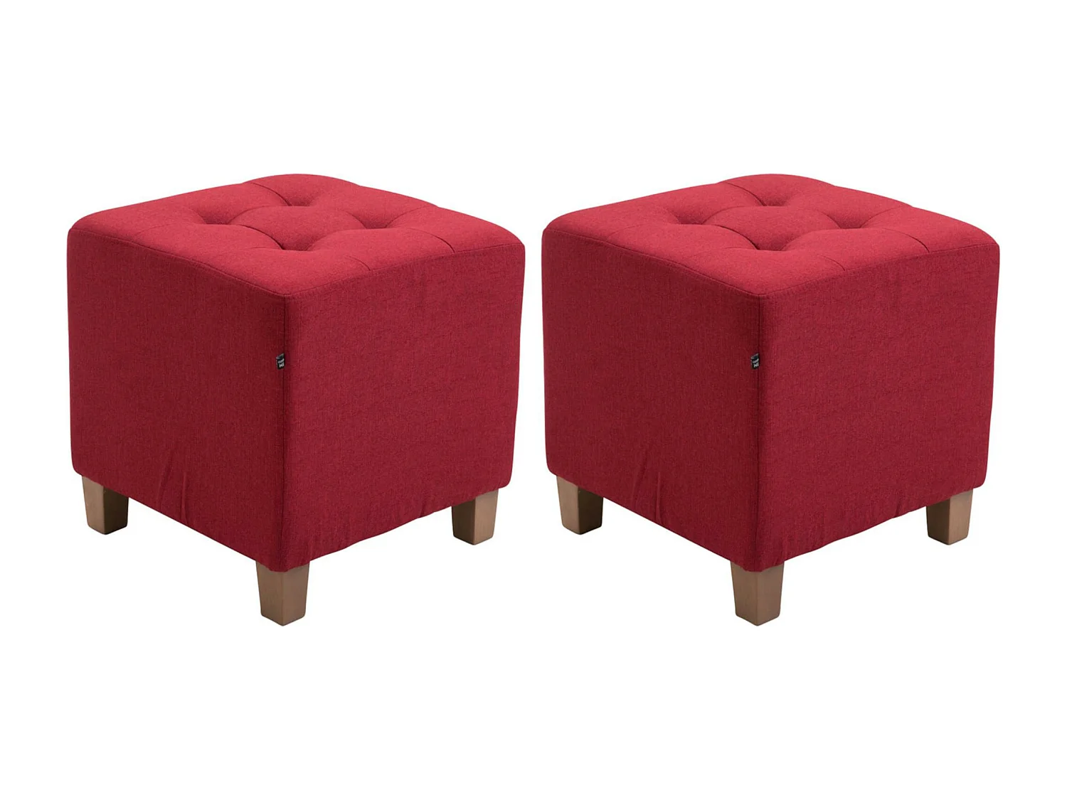 Lot de 2  Tabouret - Tissu & Bois - Rouge - Pharao