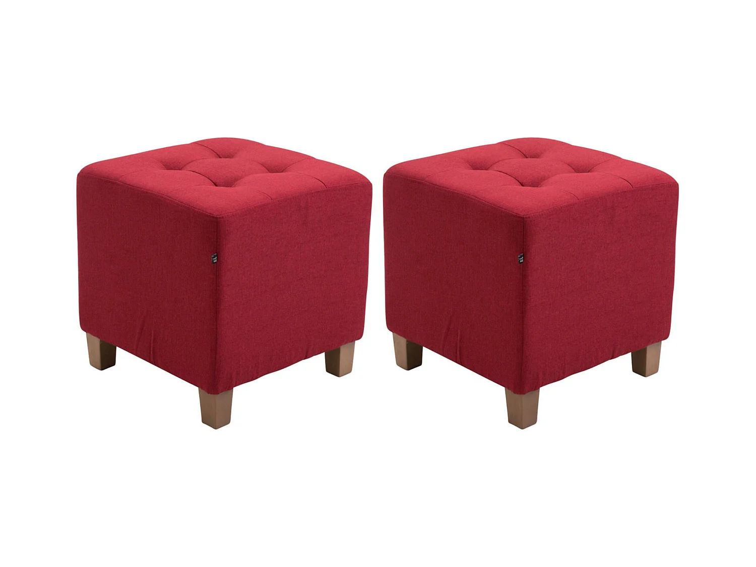 Lot de 2  Tabouret - Tissu & Bois - Rouge - Pharao