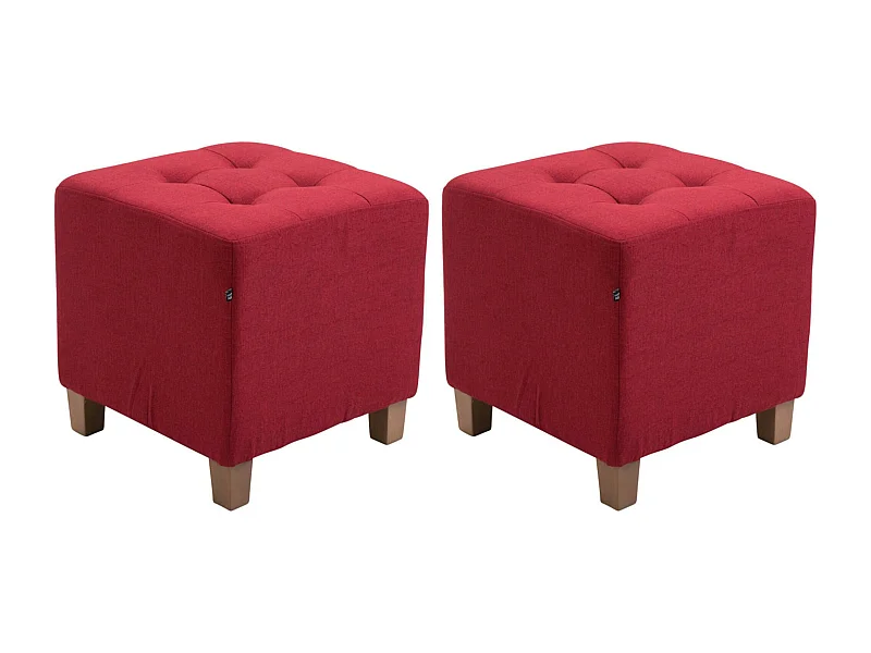 Lot de 2  Tabouret - Tissu & Bois - Rouge - Pharao