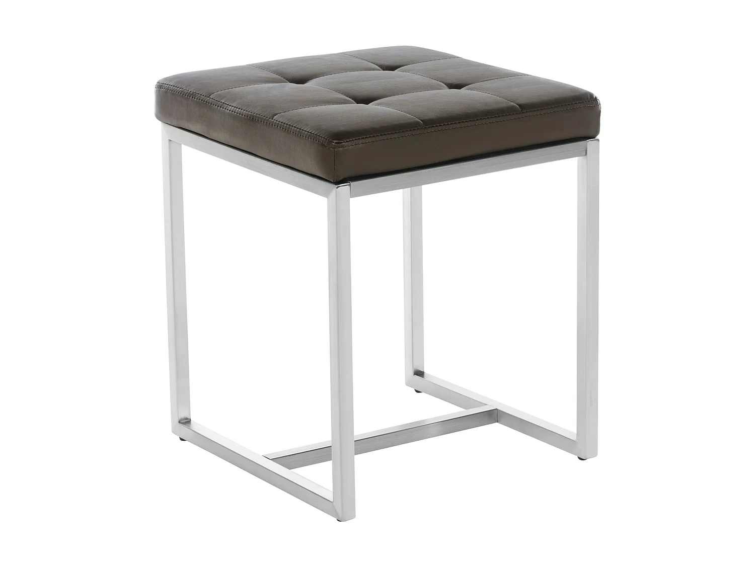 Lot de 2  Tabouret - Similicuir & Acier inoxydable - Marron - Barci