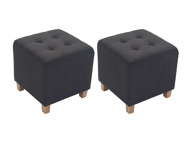 Lot de 2  Tabouret - Tissu & Bois - Gris foncé - Pharao