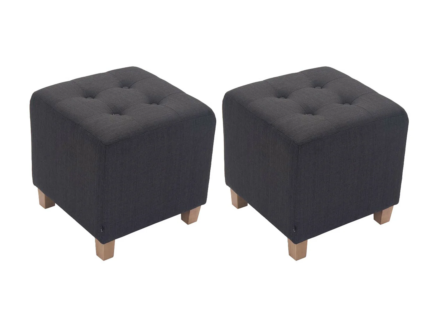 Lot de 2  Tabouret - Tissu & Bois - Gris foncé - Pharao