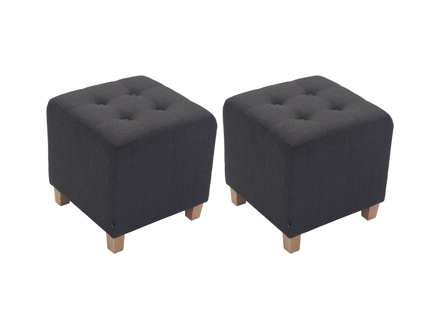Lot de 2  Tabouret - Tissu & Bois - Gris foncé - Pharao