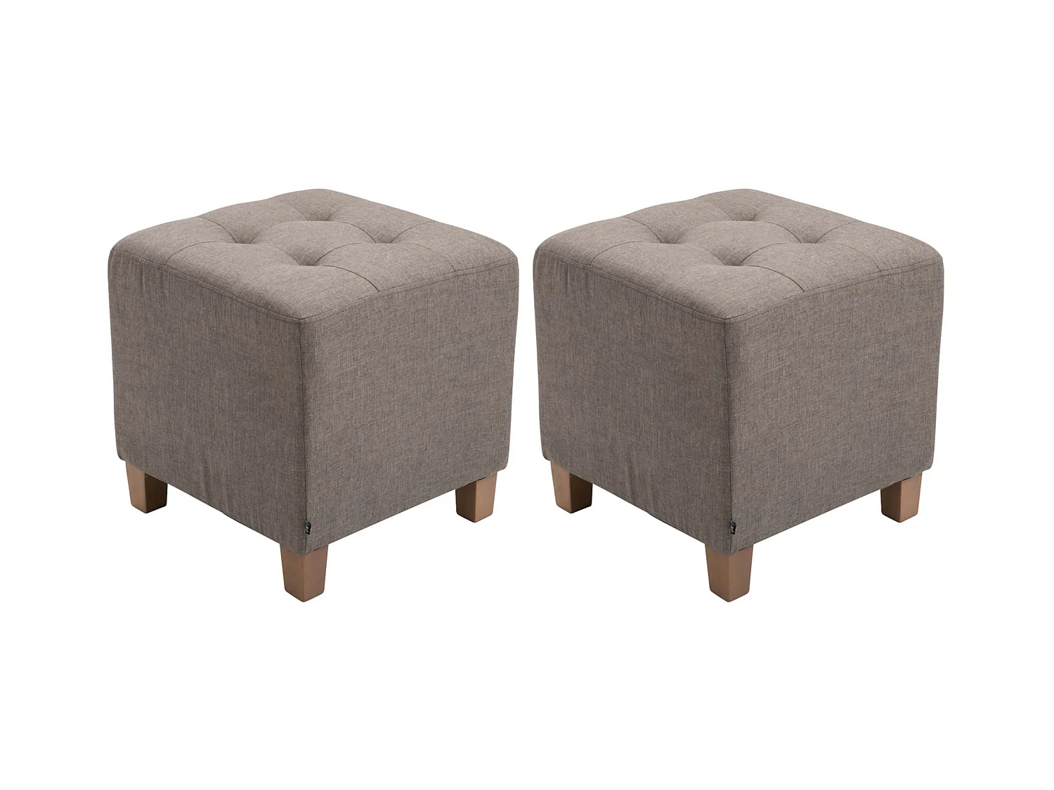 Lot de 2  Tabouret - Tissu & Bois - Taupe - Pharao