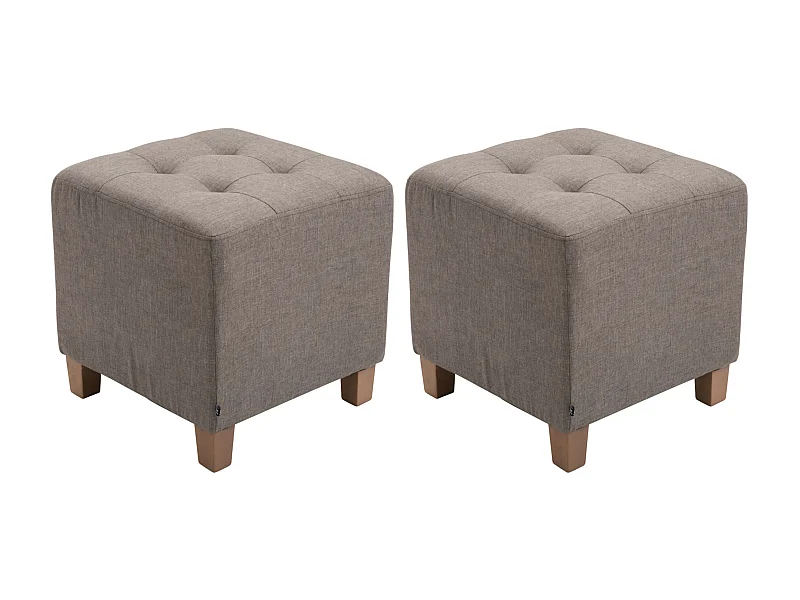 Lot de 2  Tabouret - Tissu & Bois - Taupe - Pharao