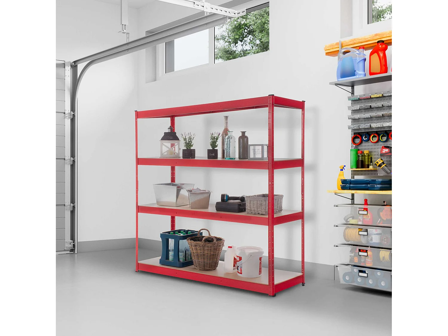 Lagerregal - Metall - 160 x 60 x 180cm - rot - regal