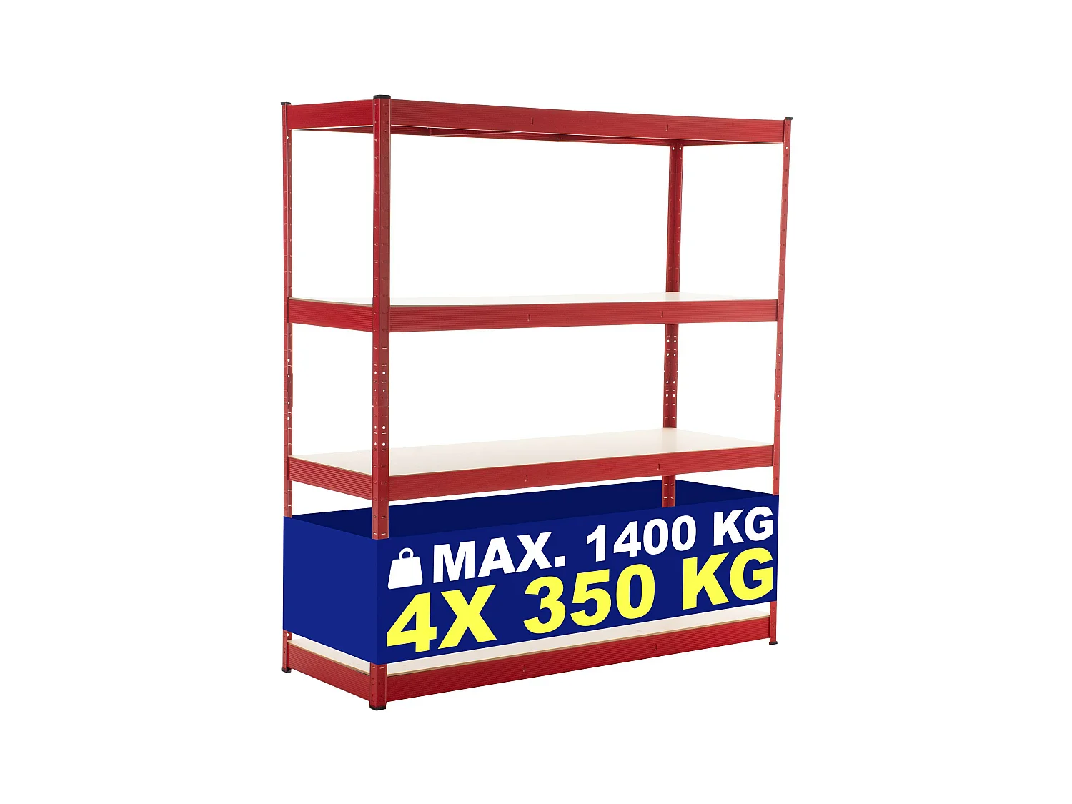 Étagère enfichable - Métal - 160 x 60 x 180cm - Rouge - regal