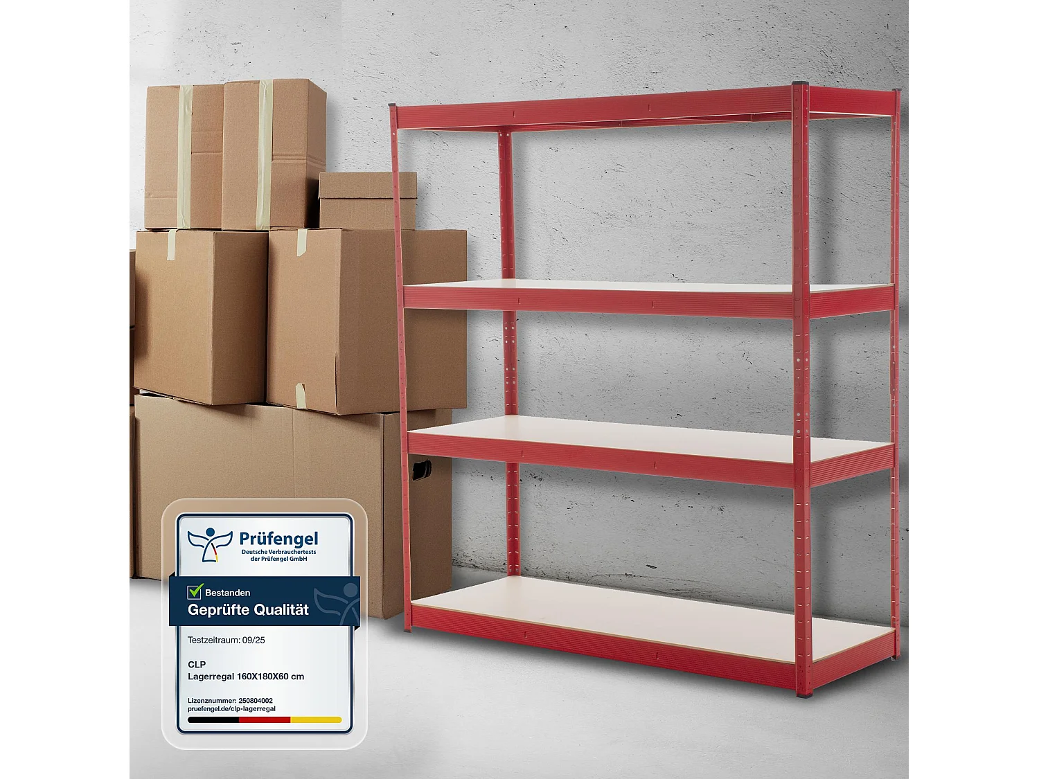 Étagère enfichable - Métal - 160 x 60 x 180cm - Rouge - regal