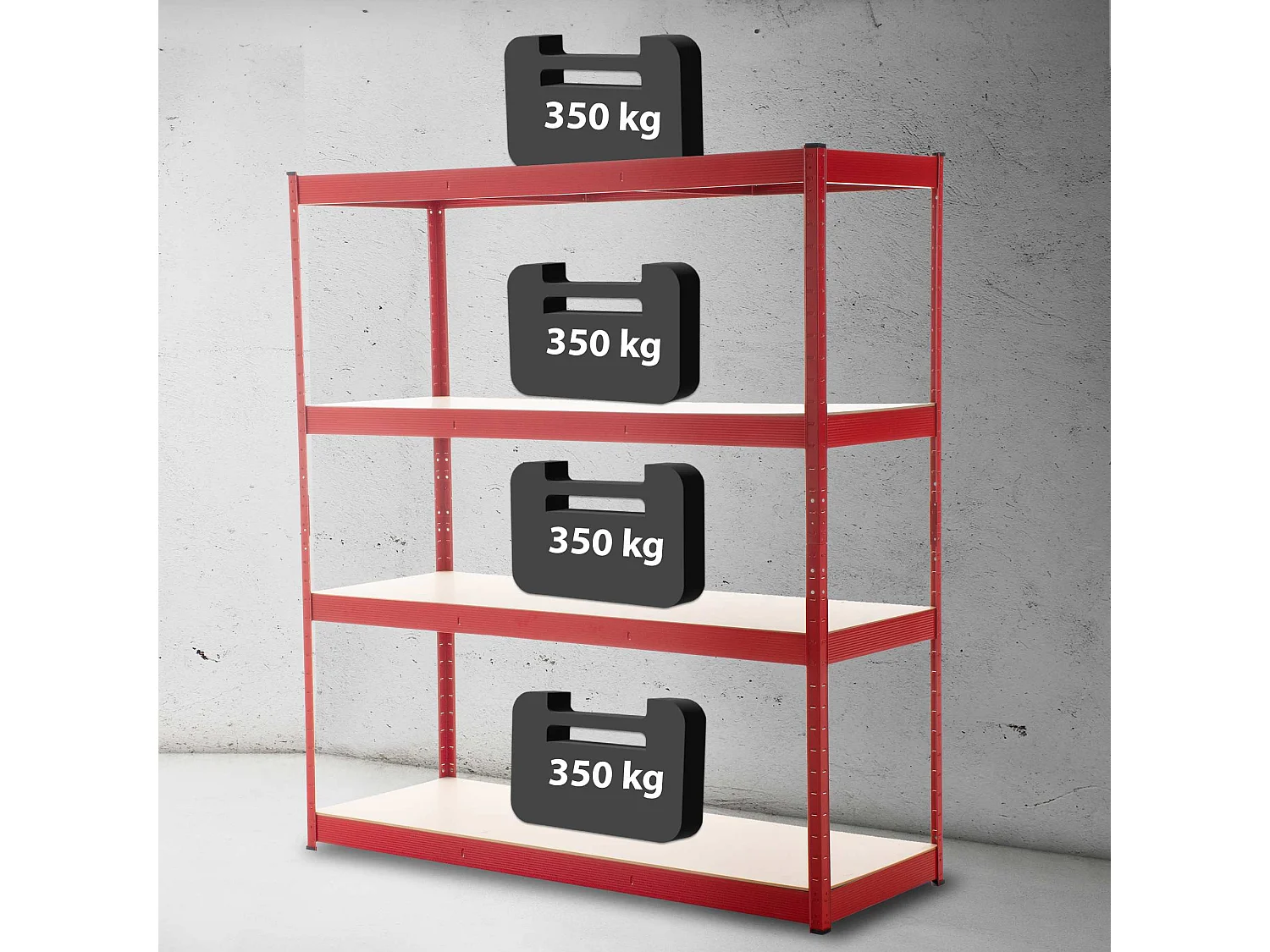 Étagère enfichable - Métal - 160 x 60 x 180cm - Rouge - regal