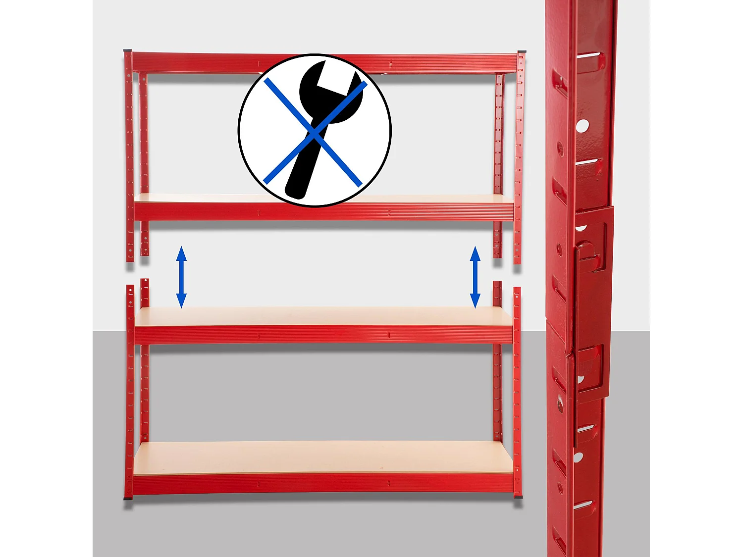 Étagère enfichable - Métal - 160 x 60 x 180cm - Rouge - regal