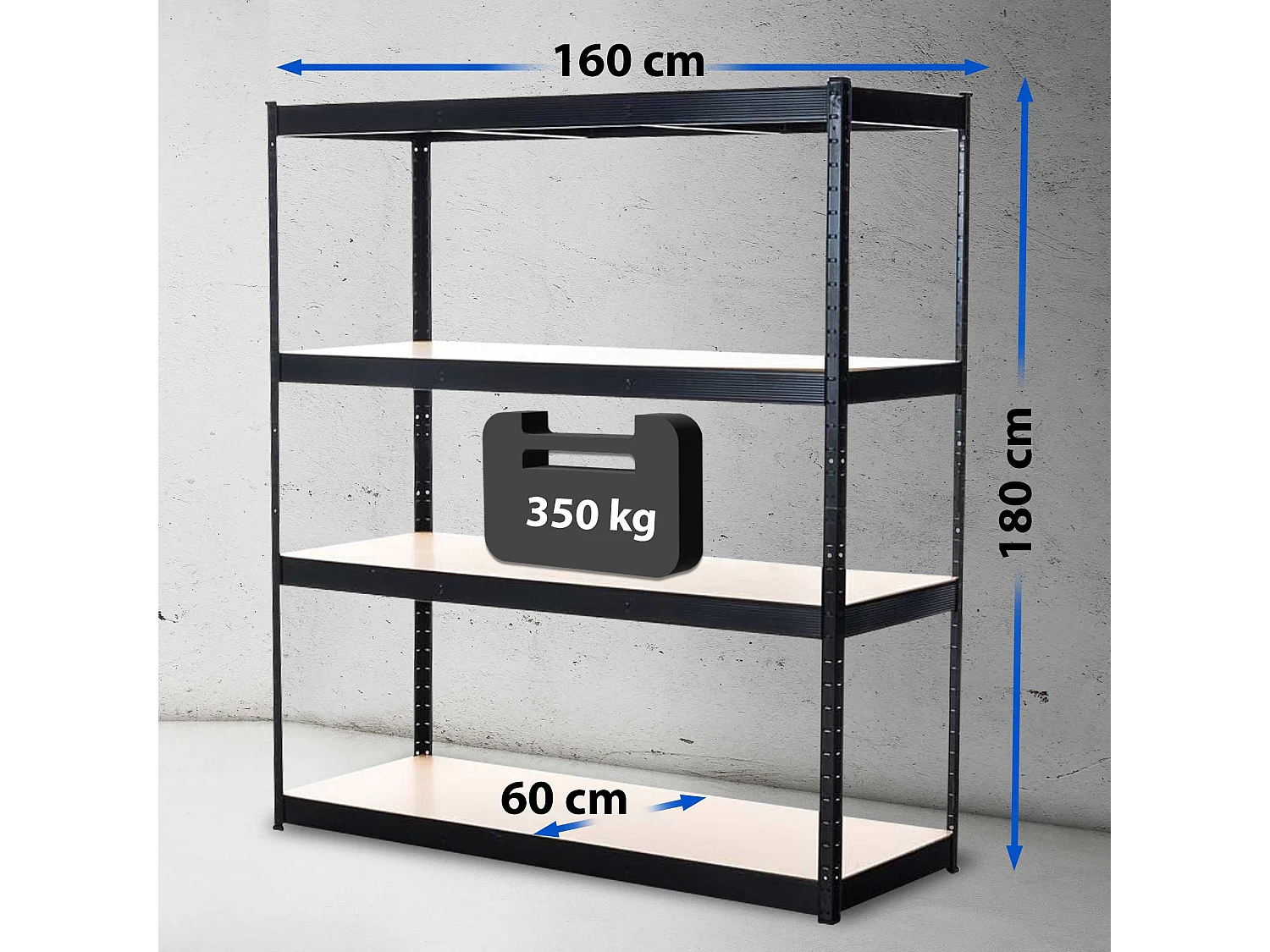 Estante enchufable - Metal - 160 x 60 x 180cm - Negro - regal