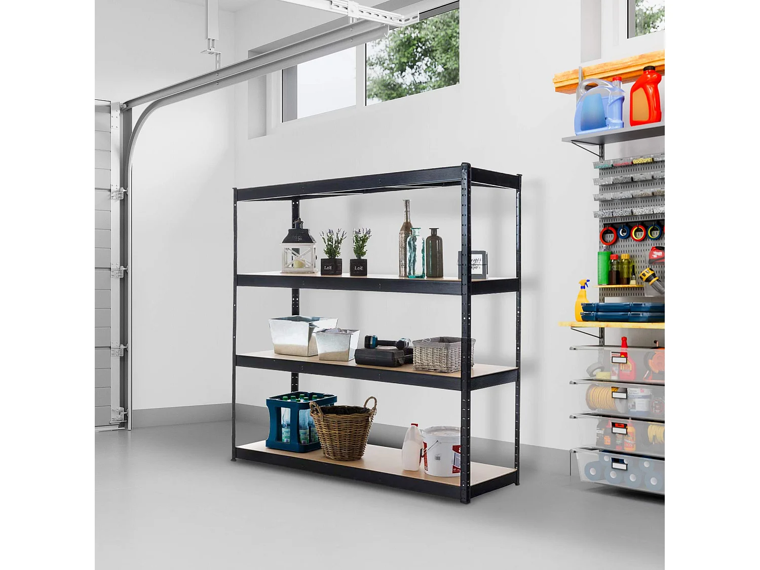 Estante enchufable - Metal - 160 x 60 x 180cm - Negro - regal