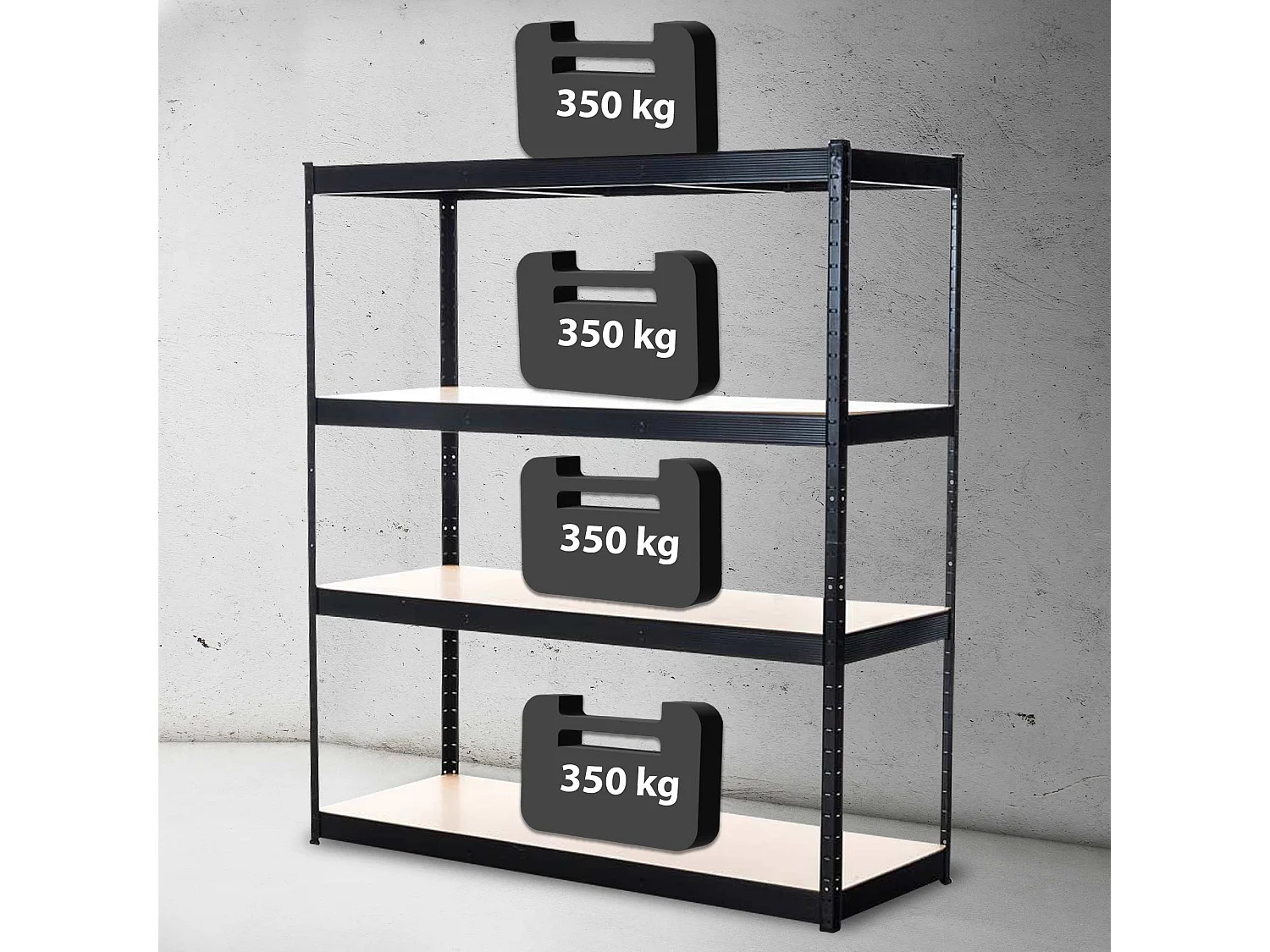 Estante enchufable - Metal - 160 x 60 x 180cm - Negro - regal