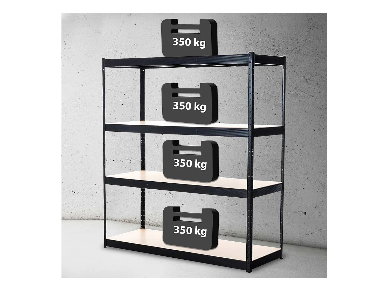 Insteekbare plank - Metaal - 160 x 60 x 180cm - zwart - regal