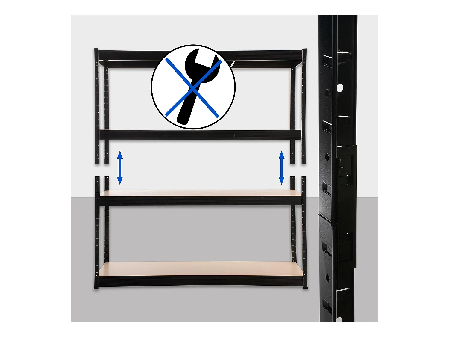 Insteekbare plank - Metaal - 160 x 60 x 180cm - zwart - regal