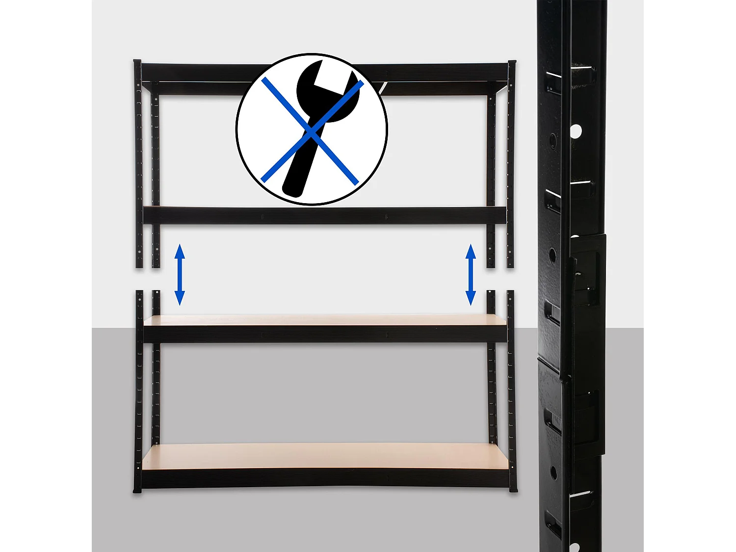 Étagère enfichable - Métal - 160 x 60 x 180cm - Noir - regal