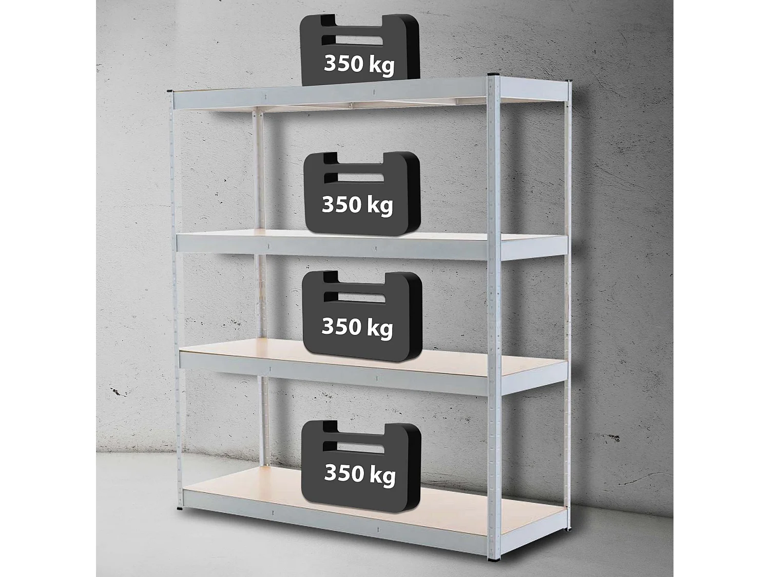 Insteekbare plank - Metaal - 160 x 60 x 180cm - wit - regal