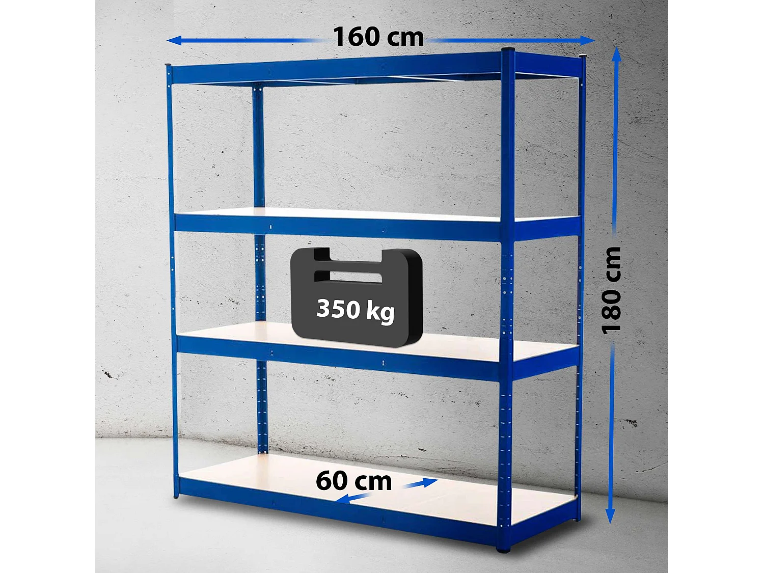 Insteekbare plank - Metaal - 160 x 60 x 180cm - blauw - regal