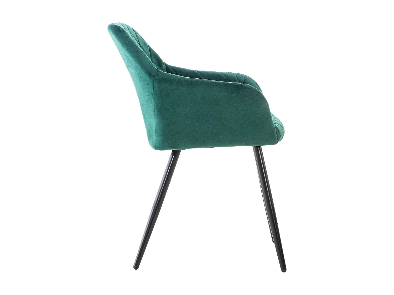 Lot de 4  chaises avec accoudoirs - Velours - Vert - Shila