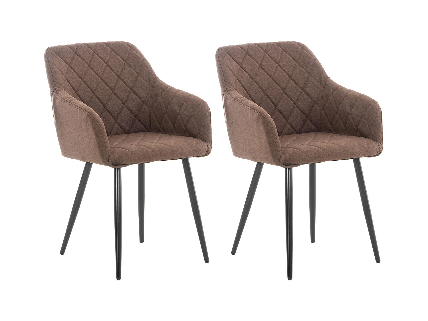 Lot de 2  chaises avec accoudoirs - Tissu - Marron - Shila