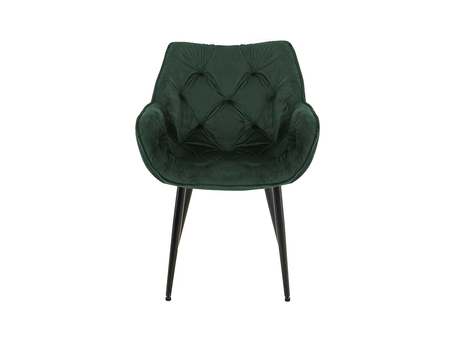 Lot de 4  chaises avec accoudoirs - Velours - Vert - Tanna